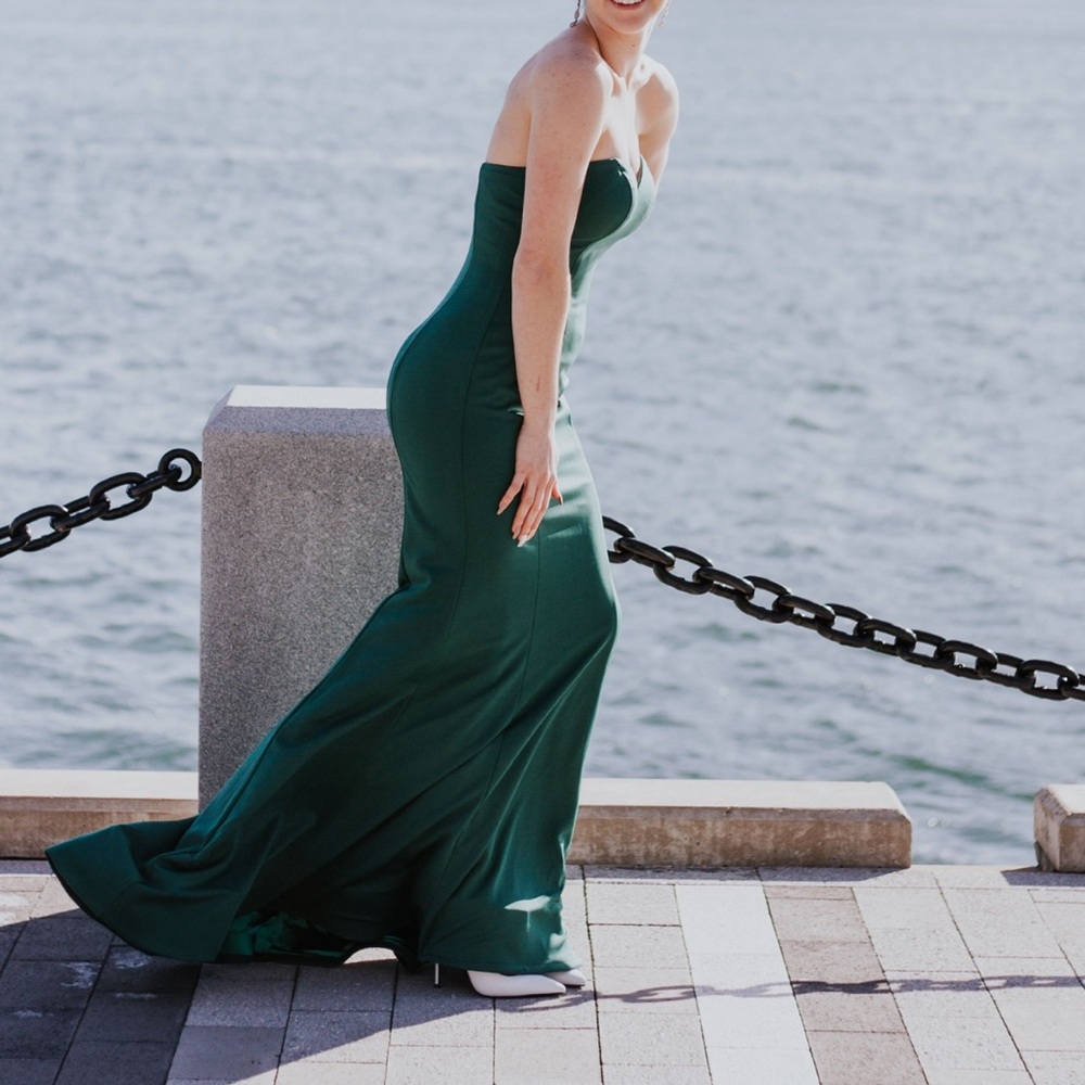 Emerald green strapless dress
